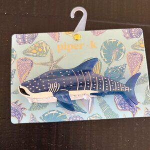 Piper K Whale Shark Hair Claw Clip Mustache Clip Ocean Beach Novelty NWT